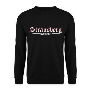 Strausberg sütterlin - Unisex Pullover - Schwarz - Vorne - Alina (178cm) & Michal (187cm)