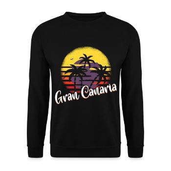 "Gran Canaria Island Spain" T-shirt Design Sun - Sweat-shirt Unisexe - noir - Devant - Alina (178cm) & Michal (187cm)