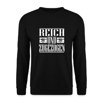 Kleinmachnow reich und zugezogen - Unisex Pullover - Schwarz - Vorne - Alina (178cm) & Michal (187cm)