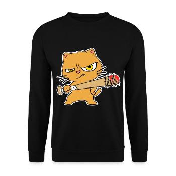 Batte de baseball mignon félin Feral Meow animaux - Sweat-shirt Unisexe - noir - Devant - Alina (178cm) & Michal (187cm)