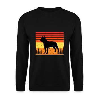 Boston Terrier Dog Lover Silhouette Vintage Sunset - Sweat-shirt Unisexe - noir - Devant - Alina (178cm) & Michal (187cm)