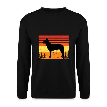 Berger Belge Tervuren Chien Silhouette Rétro - Sweat-shirt Unisexe - noir - Devant - Alina (178cm) & Michal (187cm)