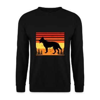 Berger Blanc Suisse Dog Silhouette Retro Sunset - Unisex Sweatshirt - black - Front - Alina (178cm) & Michal (187cm)