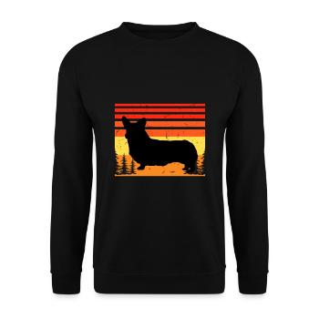 Corgi Dog Silhouette Vintage Sunset for Dog Lovers - Unisex Sweatshirt - black - Front - Alina (178cm) & Michal (187cm)