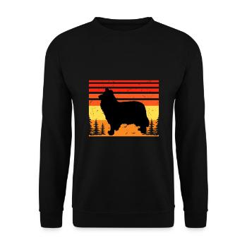 Collie Rough Dog Lover Silhouette Vintage Sunset - Sweat-shirt Unisexe - noir - Devant - Alina (178cm) & Michal (187cm)