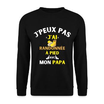 J'Peux Pas J'Ai Randonnée à pied avec mon papa - Sweat-shirt Unisexe - noir - Devant - Alina (178cm) & Michal (187cm)