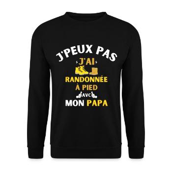 J'Peux Pas J'Ai Randonnée à pied avec mon papa - Sweat-shirt Unisexe - noir - Devant - Alina (178cm) & Michal (187cm)