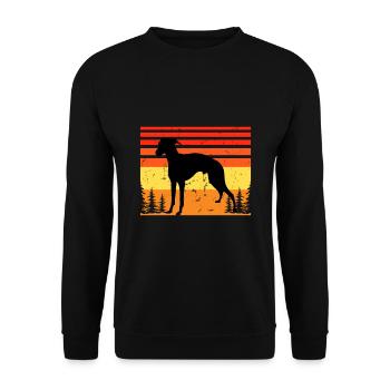 Italian Greyhound Dog Love Silhouette Retro Sunset - Unisex Sweatshirt - black - Front - Alina (178cm) & Michal (187cm)