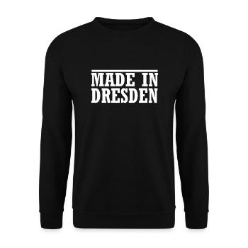 made in Dresden - Unisex Pullover - Schwarz - Vorne - Alina (178cm) & Michal (187cm)