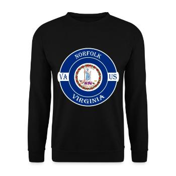 Norfolk Virginia Flag USA Travel Souvenir Badge - Sweat-shirt Unisexe - noir - Devant - Alina (178cm) & Michal (187cm)
