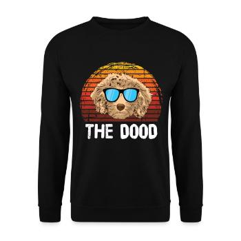 Das Dood Paws Tier Hund Design für Pfotenbesitzer - Unisex Pullover - Schwarz - Vorne - Alina (178cm) & Michal (187cm)