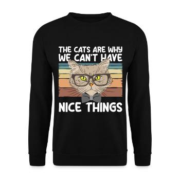 Cat Cat Eyes Cat Friend Mistress - Unisex Sweatshirt - black - Front - Alina (178cm) & Michal (187cm)