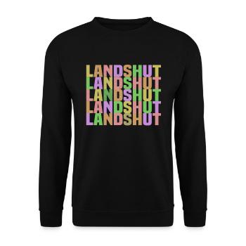 Landshut bunt - Unisex Pullover - Schwarz - Vorne - Alina (178cm) & Michal (187cm)