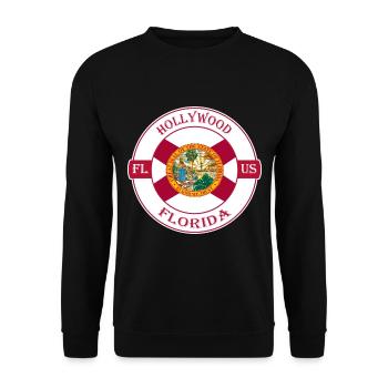 Hollywood Florida Flagge USA Reise Souvenir Abzeichen - Unisex Pullover - Schwarz - Vorne - Alina (178cm) & Michal (187cm)