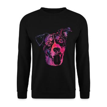 Abstrakte Pfoten Tier Hund Design für Pfotenbesitzer - Unisex Pullover - Schwarz - Vorne - Alina (178cm) & Michal (187cm)