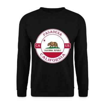 Pasadena California Flagge USA Reise Souvenir Abzeichen - Unisex Pullover - Schwarz - Vorne - Alina (178cm) & Michal (187cm)