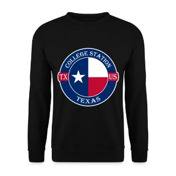 College Station Texas Flagge USA Souvenir Abzeichen - Unisex Pullover - Schwarz - Vorne - Alina (178cm) & Michal (187cm)
