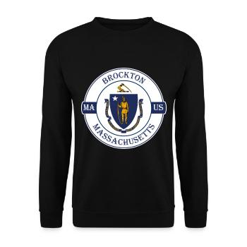 Brockton Massachusetts Flag USA Souvenir Badge - Unisex Sweatshirt - black - Front - Alina (178cm) & Michal (187cm)