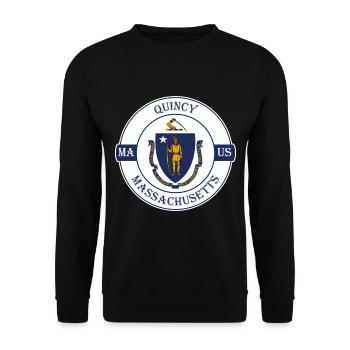 Quincy Massachusetts Flag USA Souvenir Badge - Unisex Sweatshirt - black - Front - Alina (178cm) & Michal (187cm)