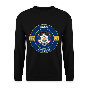 Orem Utah Flagge USA Reise Souvenir Abzeichen - Unisex Pullover - Schwarz - Vorne - Alina (178cm) & Michal (187cm)