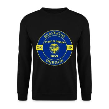 Beaverton Oregon Flagge USA Reise Souvenir Abzeichen - Unisex Pullover - Schwarz - Vorne - Alina (178cm) & Michal (187cm)