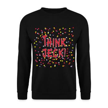 Köln Karneval - Think Jeck! Ein Karnevalskostüm. - Unisex Pullover - Schwarz - Vorne - Alina (178cm) & Michal (187cm)