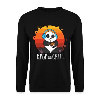 K-pop And Chill Simple Music Top For Musicians - Unisex Sweatshirt - black - Front - Alina (178cm) & Michal (187cm)