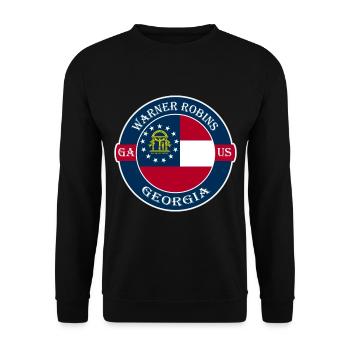 Warnr Robins Georgia Flagge USA Siegel Stempel Abzeichen - Unisex Pullover - Schwarz - Vorne - Alina (178cm) & Michal (187cm)