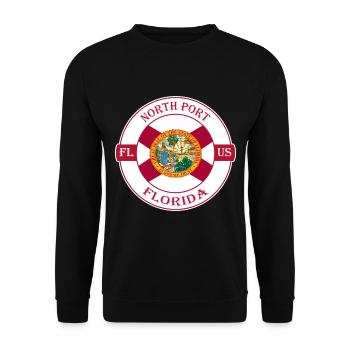North Port Florida Flagge USA Reise Souvenir Abzeichen - Unisex Pullover - Schwarz - Vorne - Alina (178cm) & Michal (187cm)