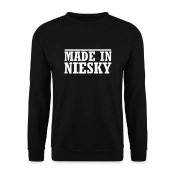 made in niesky - Unisex Pullover - Schwarz - Vorne - Alina (178cm) & Michal (187cm)