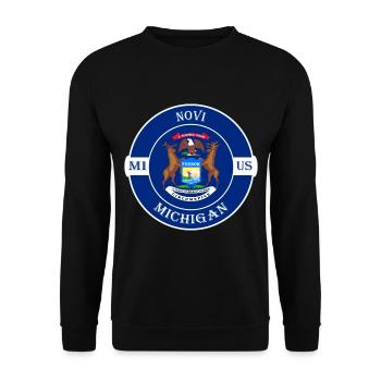 Novi Michigan Flagge USA Reise Souvenir Abzeichen - Unisex Pullover - Schwarz - Vorne - Alina (178cm) & Michal (187cm)