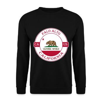Palo Alto California Flagge USA Souvenir Abzeichen - Unisex Pullover - Schwarz - Vorne - Alina (178cm) & Michal (187cm)