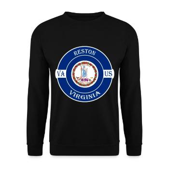 Reston Virginia Flagge USA Reise Souvenir Abzeichen - Unisex Pullover - Schwarz - Vorne - Alina (178cm) & Michal (187cm)