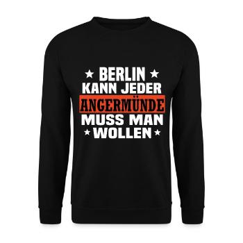Angermünde - Unisex Pullover - Schwarz - Vorne - Alina (178cm) & Michal (187cm)