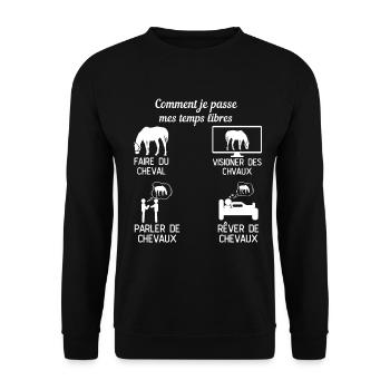 Cheval temps libre cadeau cheval - Sweat-shirt Unisexe - noir - Devant - Alina (178cm) & Michal (187cm)