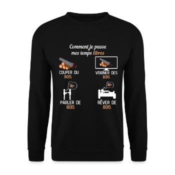 temp libre couper du bois cadeau bucheron - Sweat-shirt Unisexe - noir - Devant - Alina (178cm) & Michal (187cm)