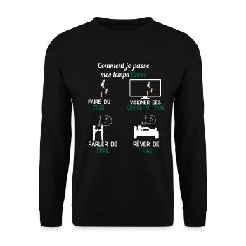 temps libre trail cadeau trailler - Sweat-shirt Unisexe - noir - Devant - Alina (178cm) & Michal (187cm)