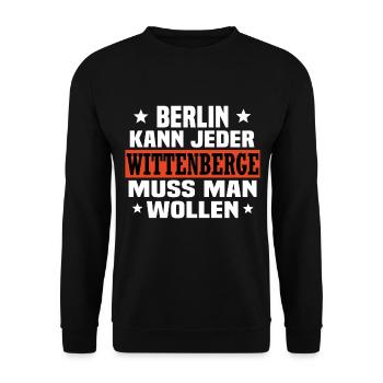 Wittenberge - Unisex Pullover - Schwarz - Vorne - Alina (178cm) & Michal (187cm)