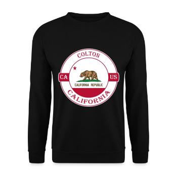Colton California Flagge USA Reise Souvenir Abzeichen - Unisex Pullover - Schwarz - Vorne - Alina (178cm) & Michal (187cm)