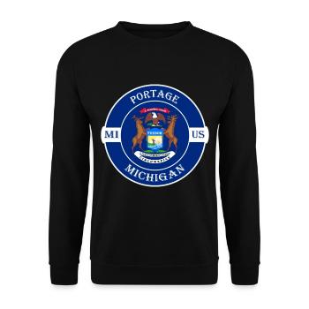 Portage Michigan Flagge USA Reise Souvenir Abzeichen - Unisex Pullover - Schwarz - Vorne - Alina (178cm) & Michal (187cm)