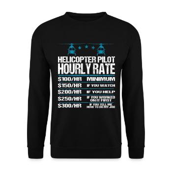 Hubschrauberpilot Helikopter Lustig Sprüche Spruch - Unisex Pullover - Schwarz - Vorne - Alina (178cm) & Michal (187cm)