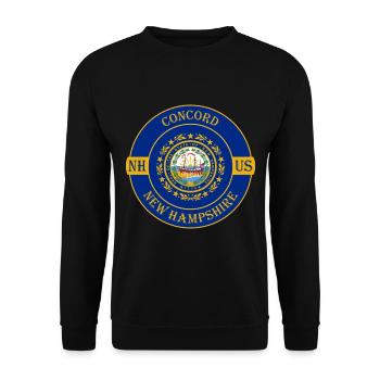Concord New Hampshire Flag USA Souvenir Badge - Unisex Sweatshirt - black - Front - Alina (178cm) & Michal (187cm)