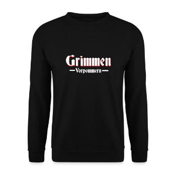 grimmen altdeutsche Schrift - Unisex Pullover - Schwarz - Vorne - Alina (178cm) & Michal (187cm)