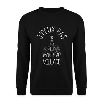 J'peux pas je monte au village - Sweat-shirt Unisexe - noir - Devant - Alina (178cm) & Michal (187cm)