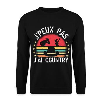 J Peux Pas J Ai Country cadeau vintage - Sweat-shirt Unisexe - noir - Devant - Alina (178cm) & Michal (187cm)
