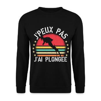 J Peux Pas J Ai Plongée cadeau vintage - Sweat-shirt Unisexe - noir - Devant - Alina (178cm) & Michal (187cm)