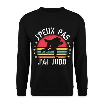 J Peux Pas J Ai Judo cadeau vintage - Sweat-shirt Unisexe - noir - Devant - Alina (178cm) & Michal (187cm)