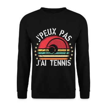 J Peux Pas J Ai Tennis cadeau vintage - Sweat-shirt Unisexe - noir - Devant - Alina (178cm) & Michal (187cm)