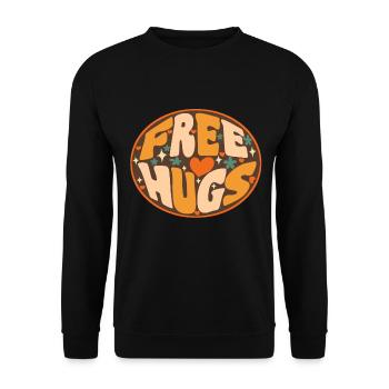 free hugs 70s - Unisex Pullover - Schwarz - Vorne - Alina (178cm) & Michal (187cm)