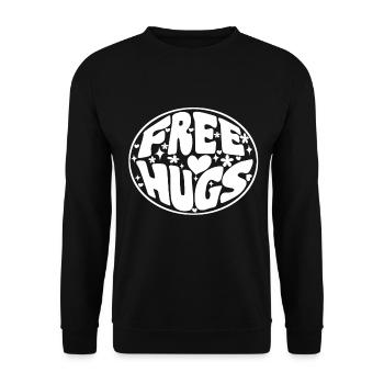 free hugs 70s - Unisex Pullover - Schwarz - Vorne - Alina (178cm) & Michal (187cm)